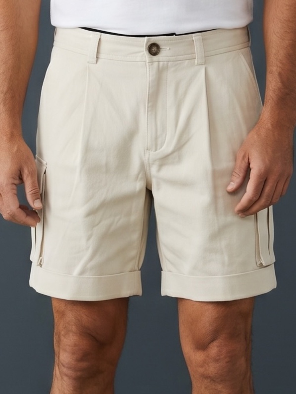 NWT 29, 30, 32 Mr Turk Westlake Men's Casual Cargo Shorts in Cream - Picture 8 of 8